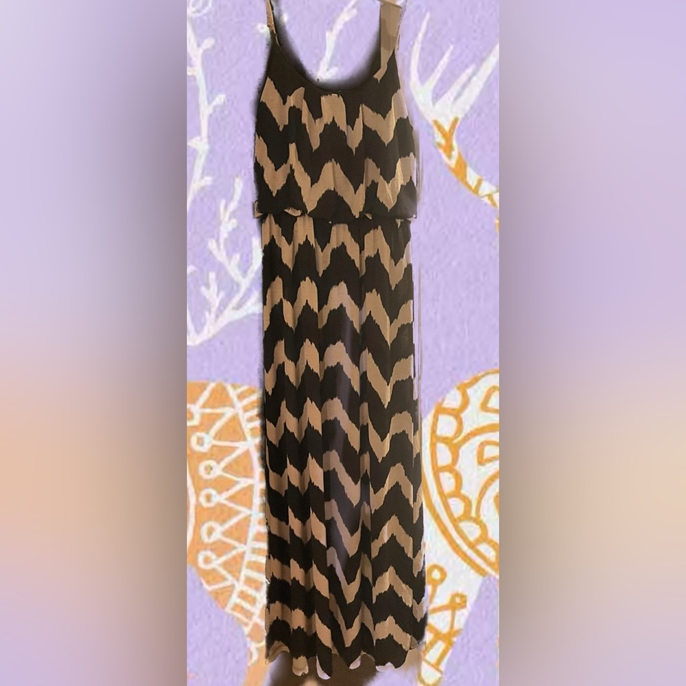 Delirious Black and Cream Chevron Dress